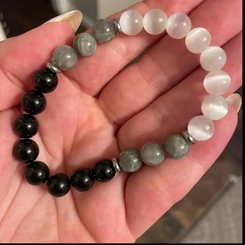 Black Tourmaline Labradorite And Crystal Protection Beaceket - Picture 4 of 5